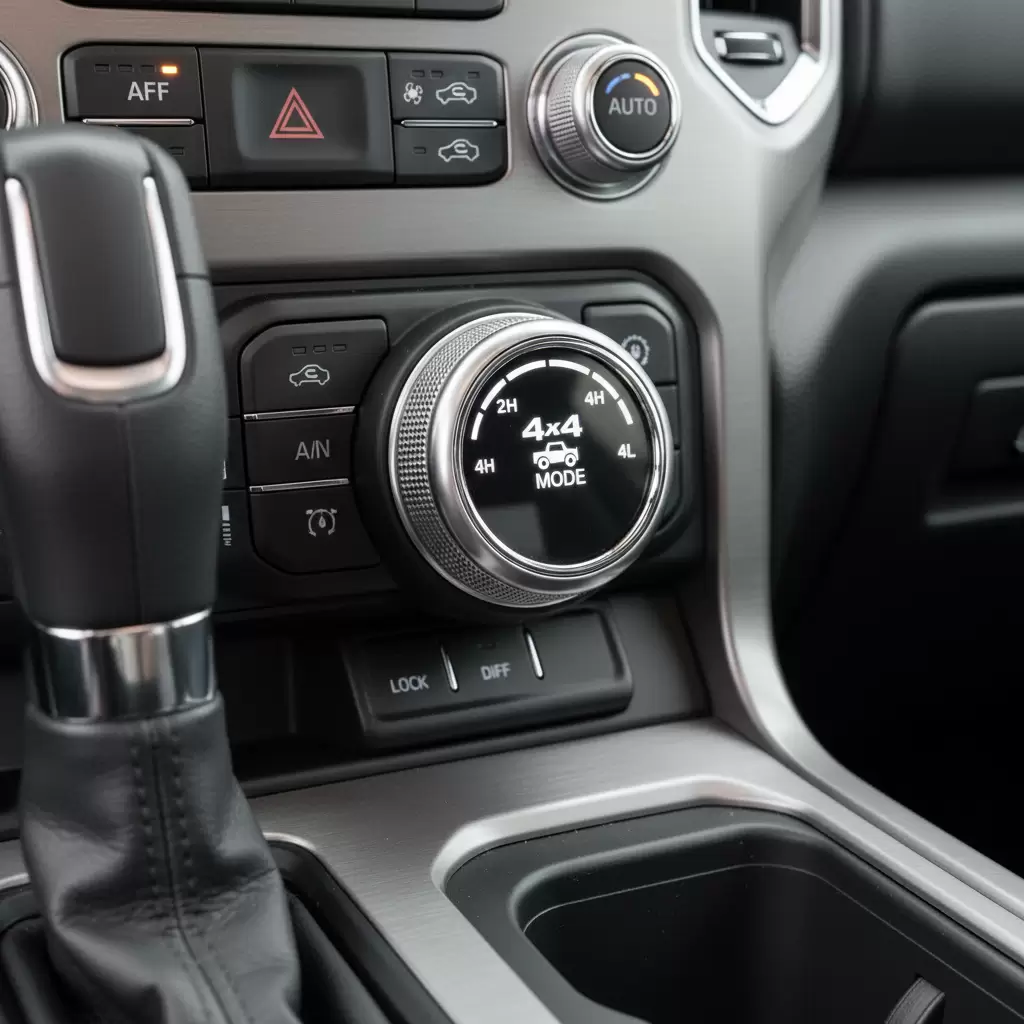 Vị trí núm xoay cho phép người lái chuyển đổi giữa các chế độ 2H Auto 4H và 4L