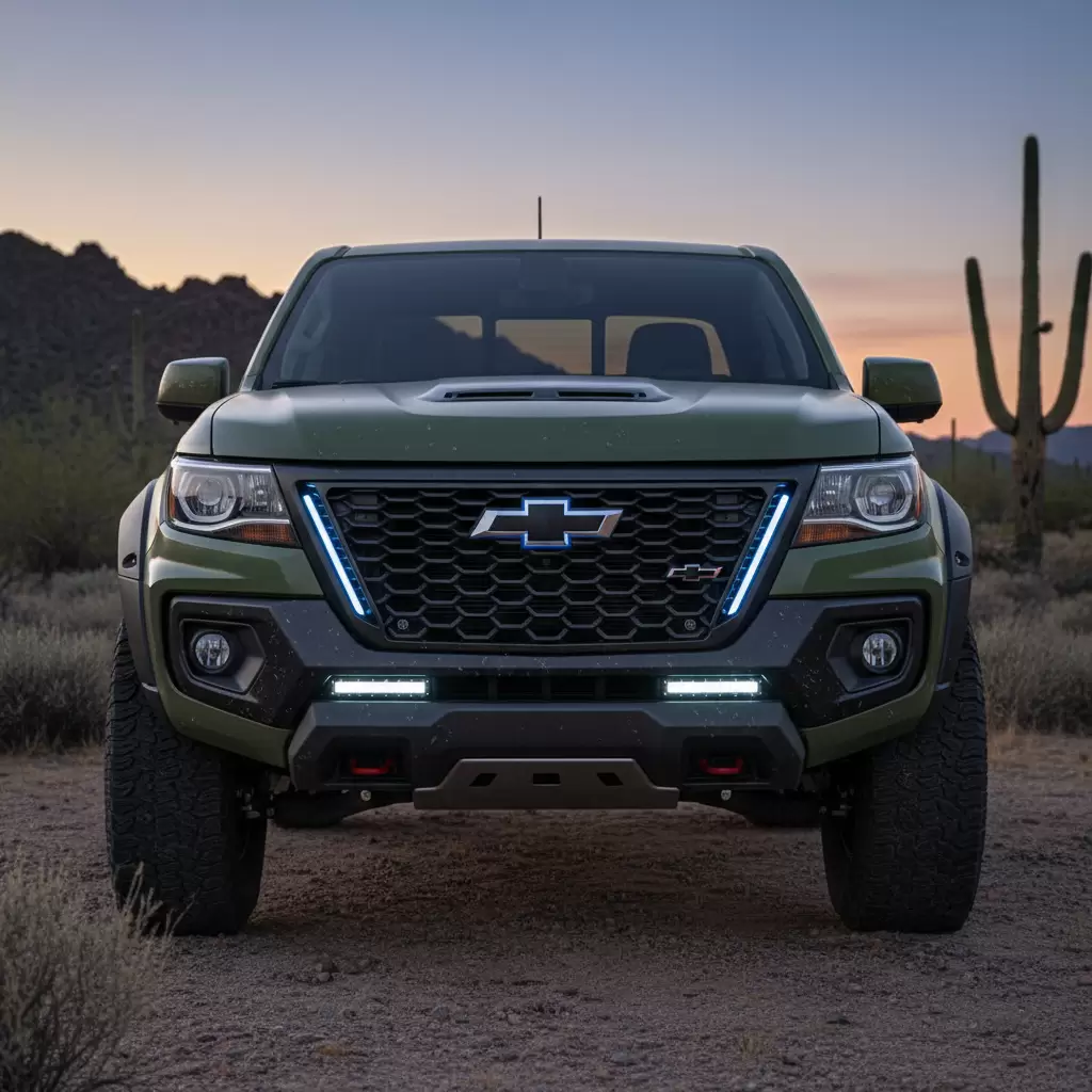 Chevrolet Colorado 2026 sau khi nâng cấp lưới tản nhiệt tạo vẻ ngoài mạnh mẽ và khác biệt